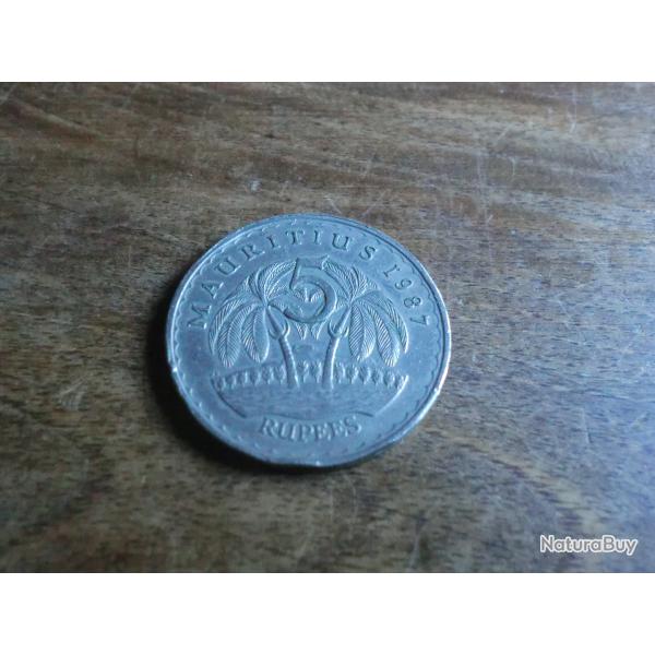monnaie mauritius  5 rupees 1987