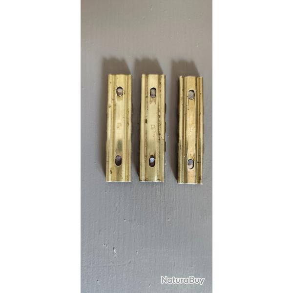Lot de 3 lames chargeurs laiton mauser 98K - 8x57is WW2 - marquage P Polte