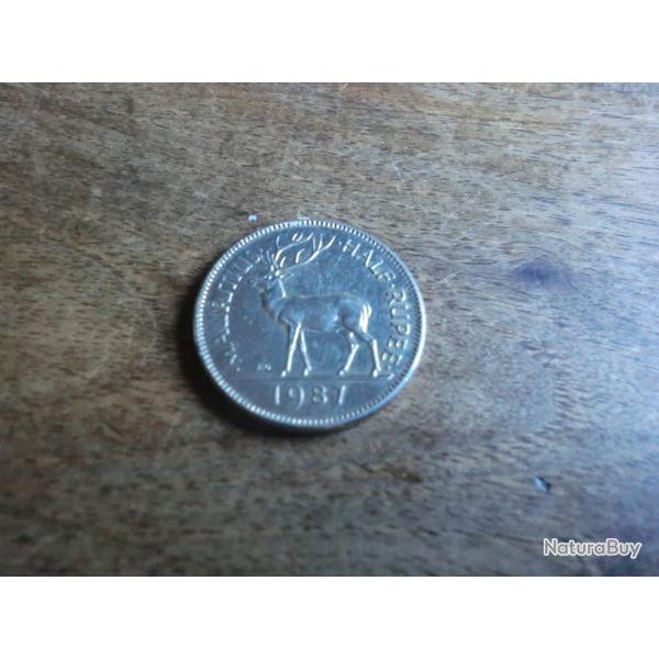 monnaie mauritius half rupee 1987