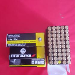 cartouches 22 cal lr RWS rifle match S. 2.6g - 40 gr