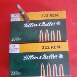 Lot cartouches cal 222 REM Sellier Bellot . 3.24g - 50 grs