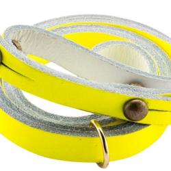 Sautoir en cuir jaune fluo pour corne