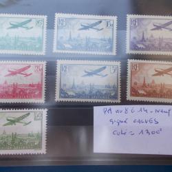 lot timbres poste a&eacute;rienne n&deg;8 a 14,nauf,sign&eacute;s CALVES!!cot&eacute; yvert:1300 euros