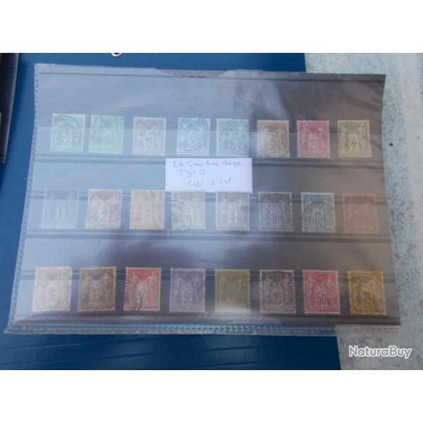 lot de 24 timbres SAGE typeII,oblit�r�s,cot� yvert; 500 euros