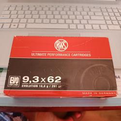 A vendre boite de 17 balles RWS EVO  9,3x62 18,8 gr/291 gr