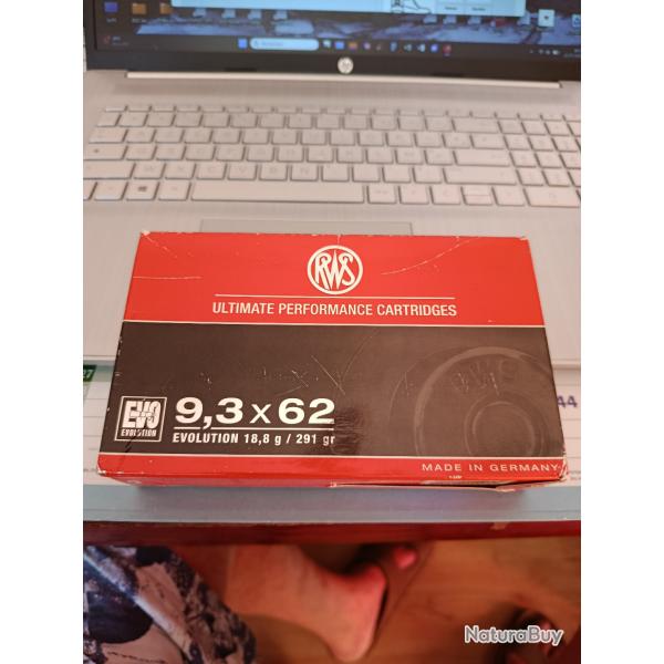 A vendre boite de 17 balles RWS EVO  9,3x62 18,8 gr/291 gr