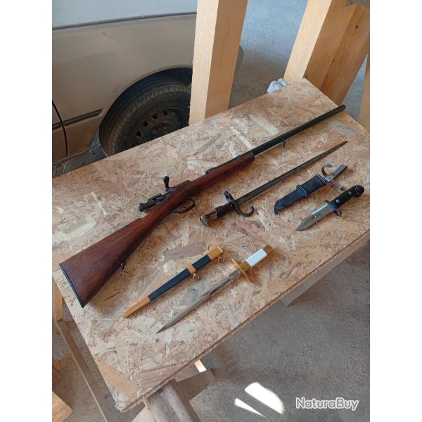 Lot Fusil, Poignard, Ba�onnettes