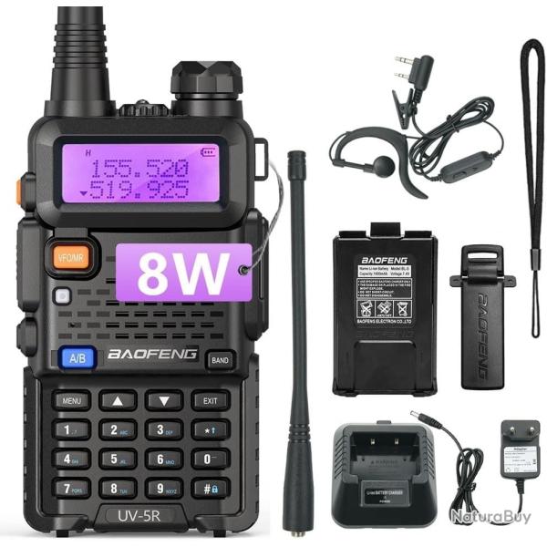 Talkie Walkie Haute Puissance 8W FM 128 Canaux Transmetteur-R�cepteur Ecouteurs Batterie 1800 mAh