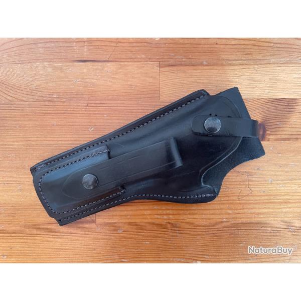 Holster en cuir noir pour pistolet Ruger Mark 4.75" (gaucher)