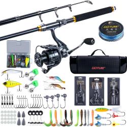 Canne &agrave; P&ecirc;che T&eacute;lescopique 2.4 M Carbone 24T Ligne 150 m/14 kg Outils P&ecirc;che et App&acirc;ts Moulinet 5,2