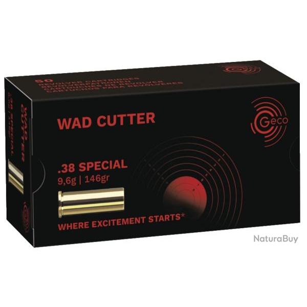 Cartouches Geco wad cutter calibre 38 special 146grs 9,6g