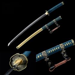 Katana Tachi artisanal en acier T10 tremp&eacute; &agrave; l'argile | V&eacute;ritable arme de coupe