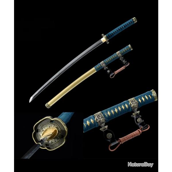 Katana Tachi artisanal en acier T10 tremp� � l'argile | V�ritable arme de coupe