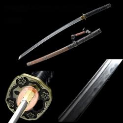 Katana Tachi traditionnel en acier damass&eacute; - V&eacute;ritable arme de coupe haut de gamme, tranchant comme