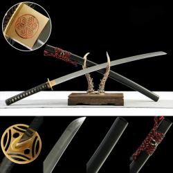 Katana noir premium - Acier T10 tremp&eacute; &agrave; l'argile