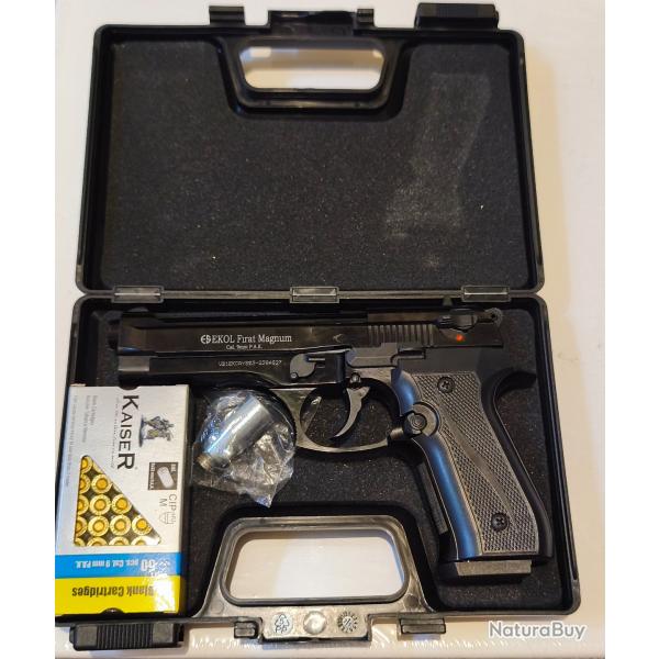 Pistolet � blanc Beretta 92FS Ekol firat magnum noir 9mm Pak