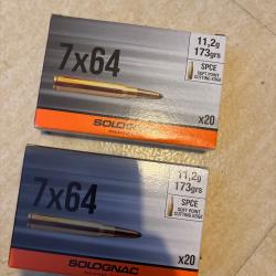 40 cartouches 7x64 11,2g 173grs solognac