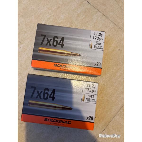 40 cartouches 7x64 11,2g 173grs solognac