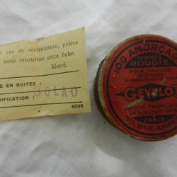 ancienne bo&icirc;te en carton  d'amor&ccedil;ages G&eacute;velot pour 87 cartouches de fusil de collection