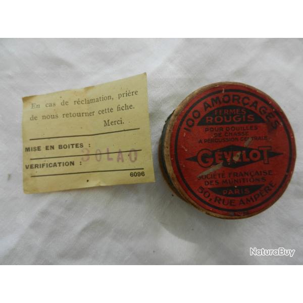 ancienne bo�te en carton  d'amor�ages G�velot pour 87 cartouches de fusil de collection