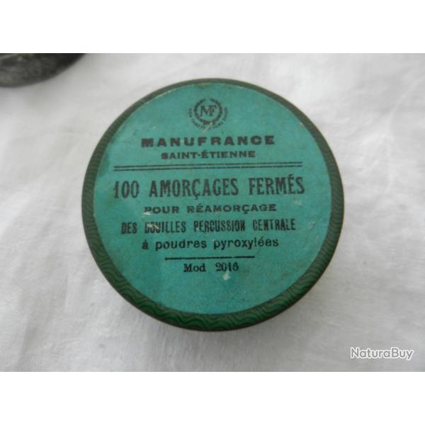 ancienne bo�te Manufrance en m�tal d'amor�ages pour fusil