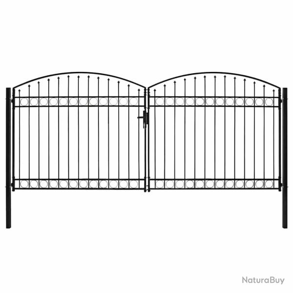 Portail de cl�ture Assen � double porte avec arc en acier 400x200 cm
