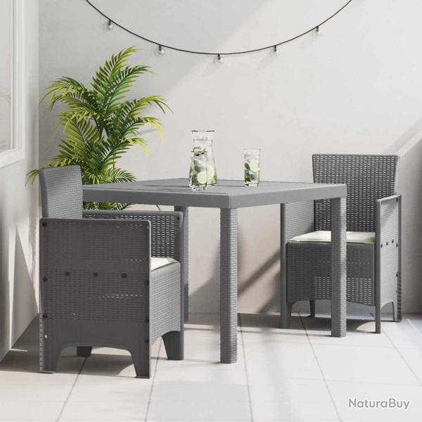 Ensemble de salle � manger pour jardin 3 pcs Gris clair