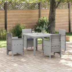 Ensemble de salle &agrave; manger pour jardin 5 pcs Gris clair