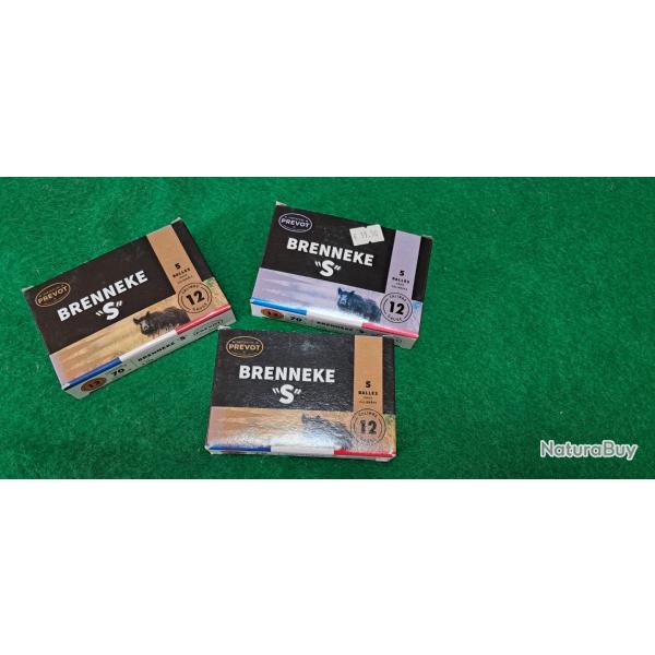 3 boites de 5 cartouches brenneke "S" 12/70 24g