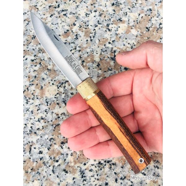 Couteau de Poche Artisanal Jos� Da Cruz 19cm Manche Bois Tigerwood Lame Acier Carbone neuf