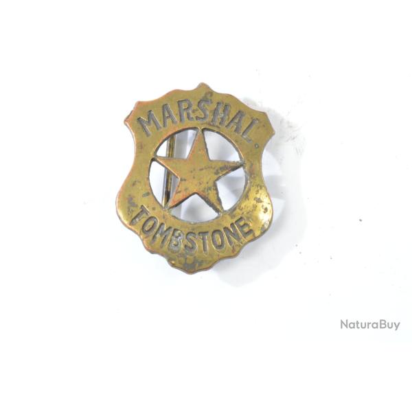 Boucle ceinture style western cowboy MARSHAL TOMBSTONE en forme d'insigne sh�rif