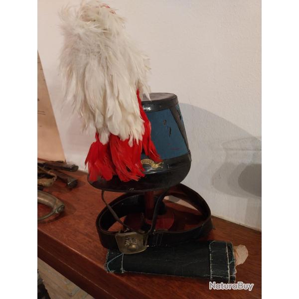 SHAKO mod�le 1887 Ecole de Saint Cyr + ceinturon + casoar