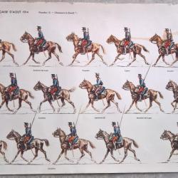 Lot de 4 planches de dessins "L'arm&eacute;e Fran&ccedil;aise d'ao&ucirc;t 1914"