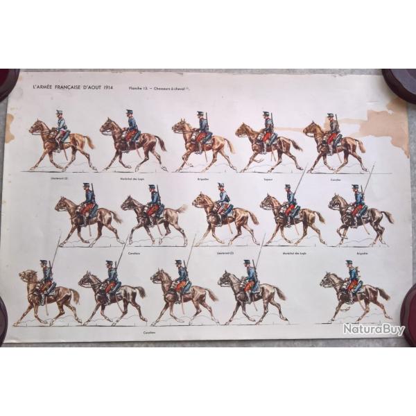 Lot de 4 planches de dessins "L'arm�e Fran�aise d'ao�t 1914"
