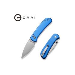 Couteau Civivi Qubit Lame Acier 14C28N Manche Aluminium Bleu Button Lock WLMC22030E3