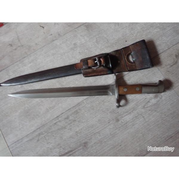 Ba�onnette mdle 1918 pour K11 ou K31 Rubin Schmidt. Avec PF en cuir