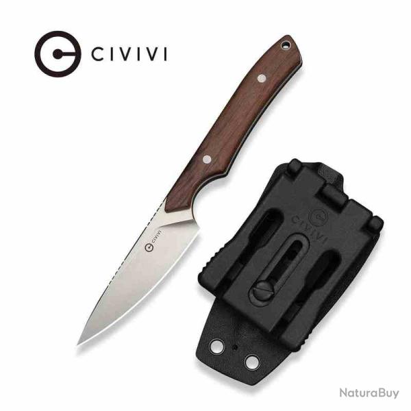 Couteau Civivi High Grass Field Lame Acier 14C28N Manche Bois Guibourtia Etui Kydex CIVC250843