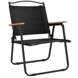 Chaises camping pliantes tissu Oxford noir 54x55x7 cm acier lot 2