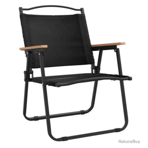 Chaises camping pliantes tissu Oxford noir 54x55x7 cm acier lot 2