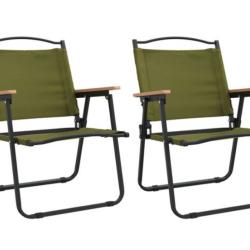 Chaises camping pliantes tissu Oxford vert 54x55x7 cm acier lot 2