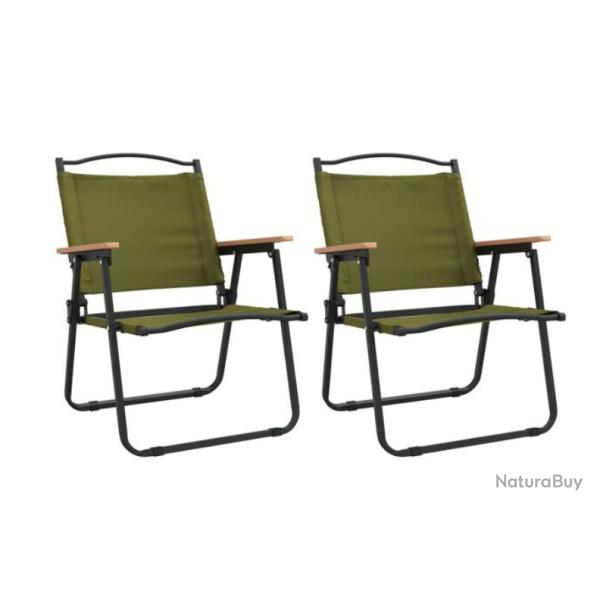 Chaises camping pliantes tissu Oxford vert 54x55x7 cm acier lot 2