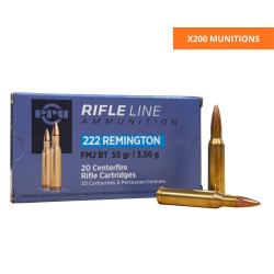 BOITE DE .222 REM 55GRS FMJ X200 - PPU PARTIZAN
