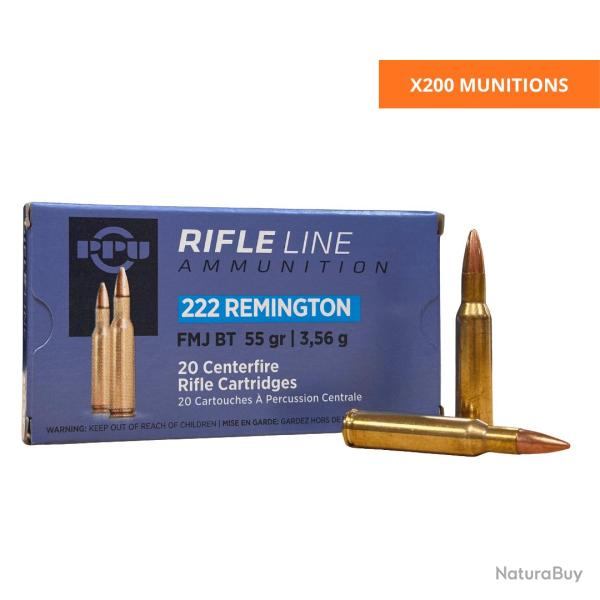 BOITE DE .222 REM 55GRS FMJ X200 - PPU PARTIZAN