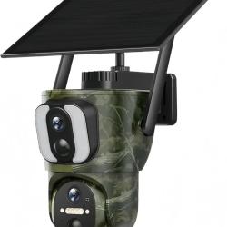 Cam&eacute;ra de Chasse 4G Solaire PTZ 360&deg; Double Objectif Batterie 15000mAh Vision Nocturne PIR IA IP66