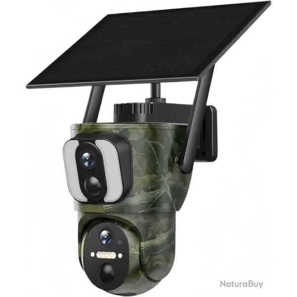 Cam�ra de Chasse 4G Solaire PTZ 360� Double Objectif Batterie 15000mAh Vision Nocturne PIR IA IP66