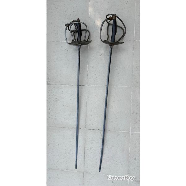 Rare paire de sabres Schl�ger de Mensur allemand 19e