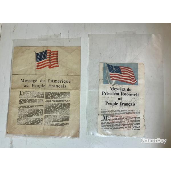 Lot 2 tracts a�riens originaux WW2 - Propagande US Roosevelt / Libert� 1942