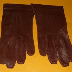 PAIRE DE GANT EN CUIR MARRON CLAIR DE L' ARMEE FRANCAISE , TAILLE 7 &frac12;  FABRICATION MADE IN FRANCE GA