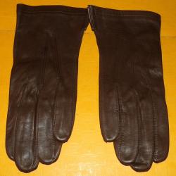 PAIRE DE GANT EN CUIR MARRON CLAIR DE L' ARMEE FRANCAISE , TAILLE 7 &frac12;  FABRICATION MADE IN FRANCE FA