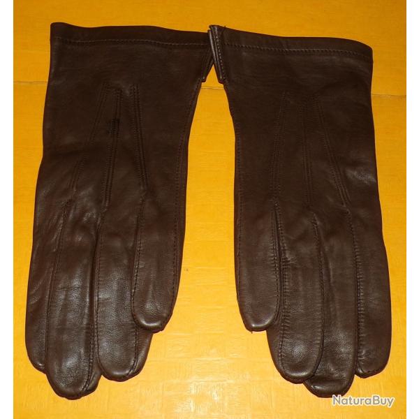 PAIRE DE GANT EN CUIR MARRON CLAIR DE L' ARMEE FRANCAISE , TAILLE 7 �  FABRICATION MADE IN FRANCE FA